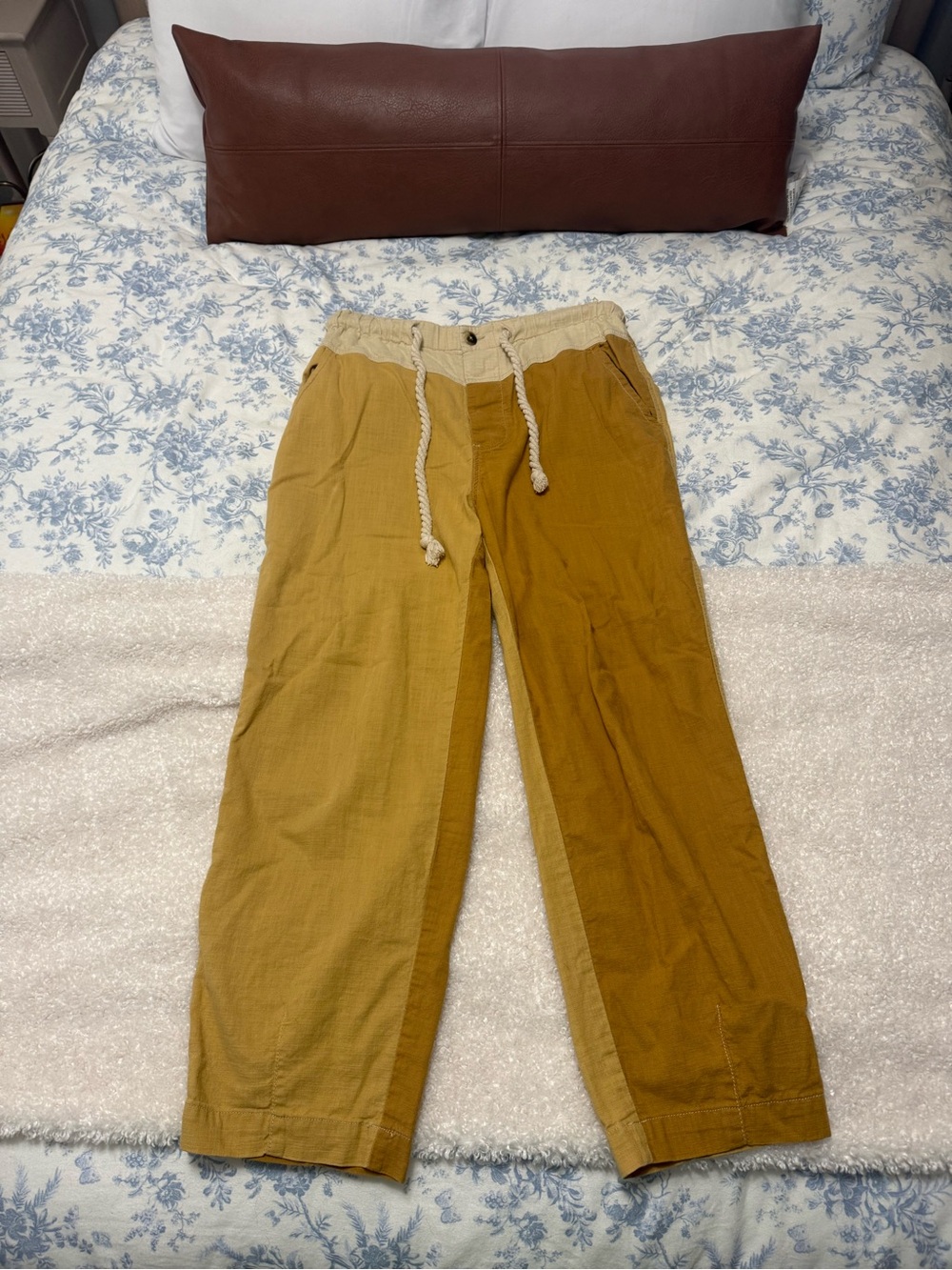 Free People Two-Tone Yellow Drawstring Joggers